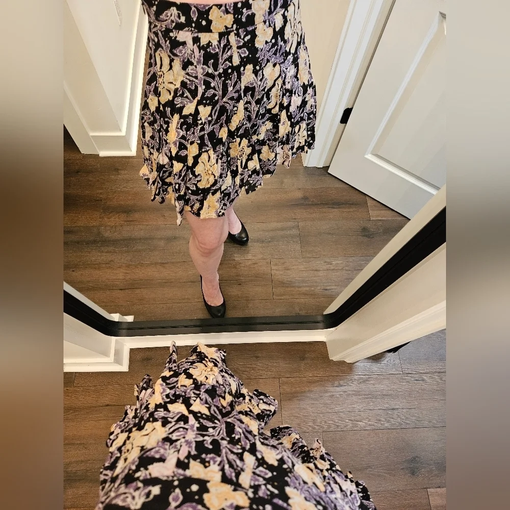 Free People End of The Island Floral Skirt Black Combo Women's - Size 4